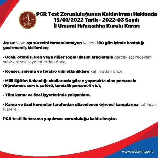 Nevşehir Valiliğinden PCR testi açıklaması #nevsehir