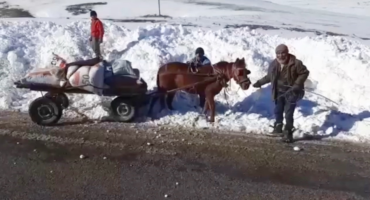 Atı kara saplanan besicinin yardımına Karayolları ekipleri koştu #kahramanmaras