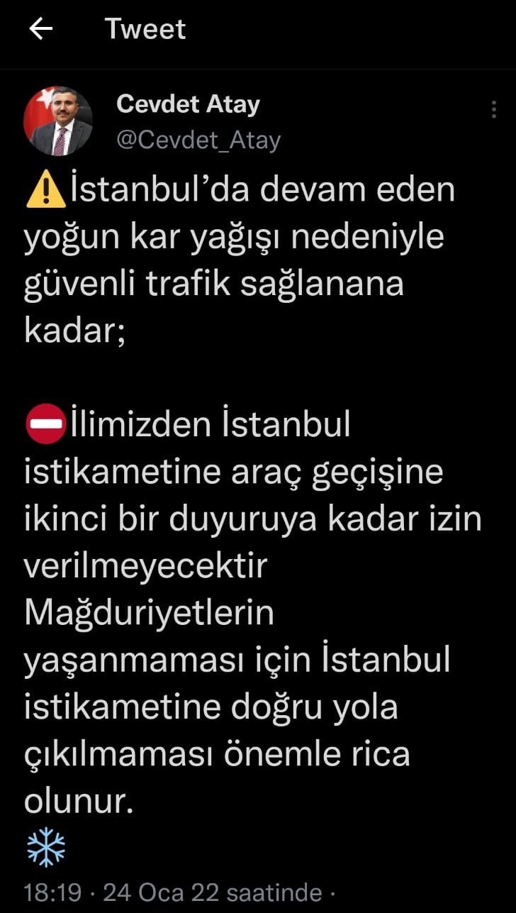 Düzce’den İstanbul istikametine araç geçişlerine izin verilmeyecek #duzce