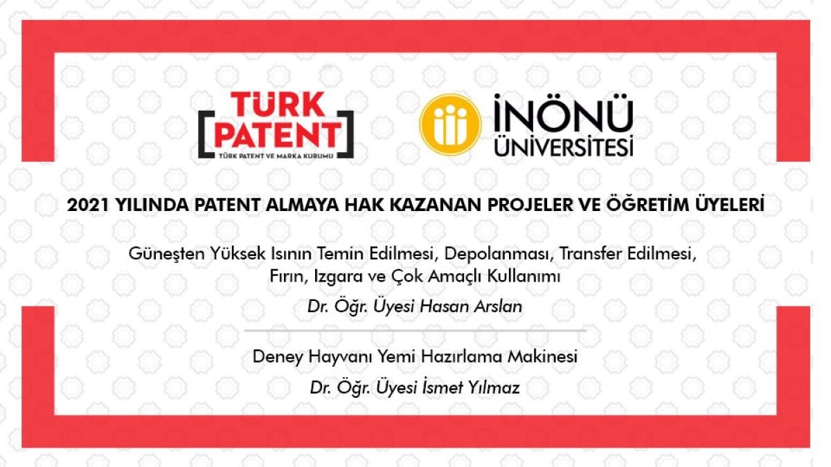 İki bilimsel araştırma projelerine patent #malatya