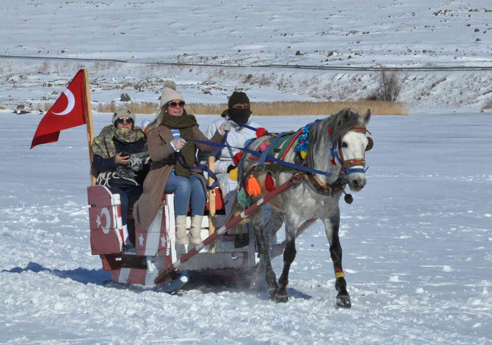 Kars’ta masalsı atlı kızak seferleri sürüyor #kars
