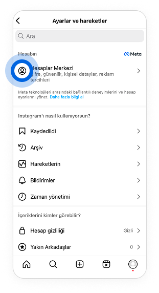 Hesaplar Merkezi'ne ve sonra Kişisel detaylar'a dokunun