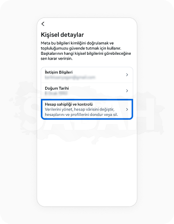 Hesap sahipliği ve kontrolü'ne ve sonra Dondurma veya silme'ye dokunun