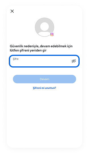 Şifrenizi yeniden girin ve Devam'a dokunun