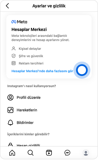 Ayarlar başlığı altındaki  “Daha fazlasını gör” butonuna tıklayın