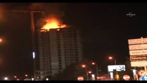 Samsun'un en yüksek binasında yangın