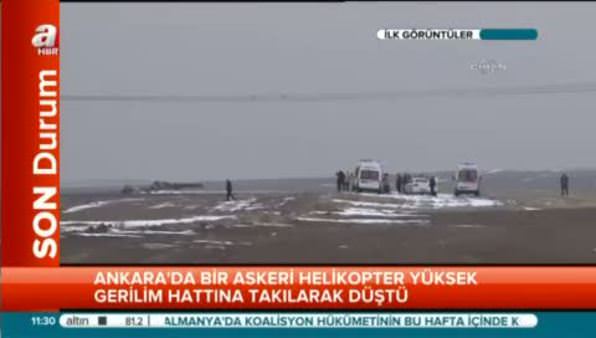 Ankara'da askeri helikopter düştü