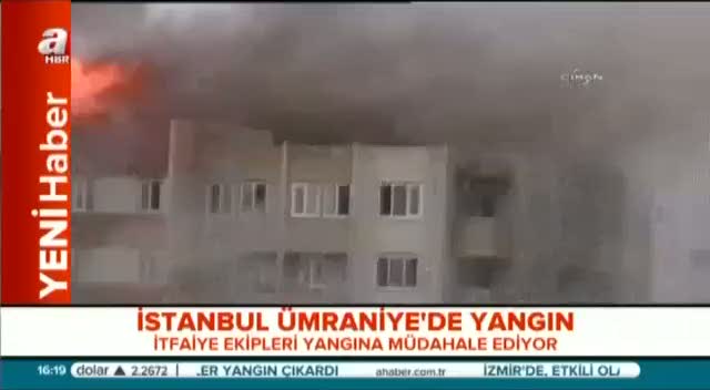 Ümraniye'de 16 katlı binada yangın çıktı