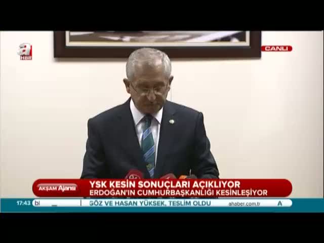 YSK yeni cumhurbaşkanını açıkladı