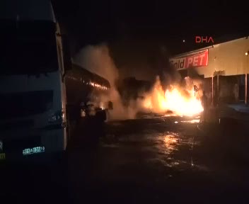 Asfalt şantiyesinde tanker patladı