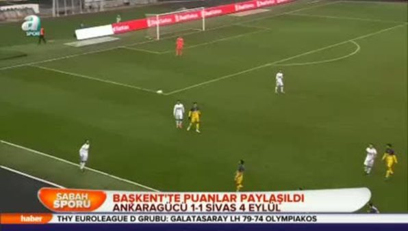 MKE Ankaragücü: 1 - Sivas 4 Eylül Belediyespor: 1 (Özet)