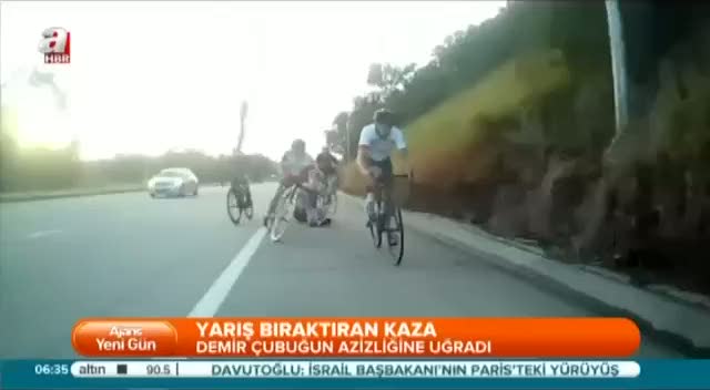 Bisiklet yarışında demir çubuk kaza yaptırdı