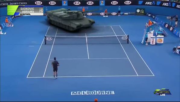 Djokovic 60 tonluk tankla maç yaptı!