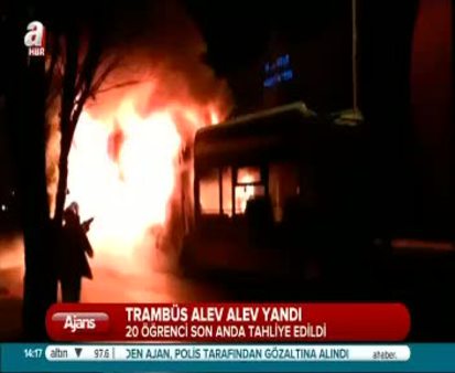 Malatya'da trambüs alev alev yandı