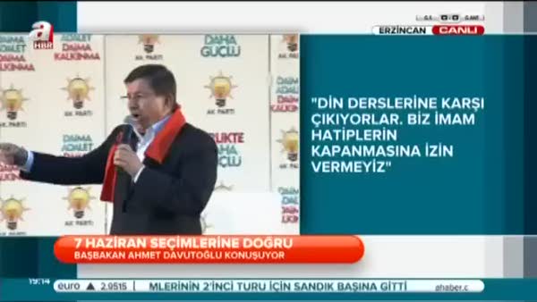 Başbakan Davutoğlu Erzincan'da halka hitap etti