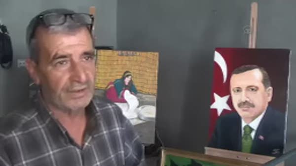 Suriyeli ressam Erdoğan sevgisini tuvale taşıdı