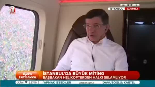 Davutoğlu helikopterden halka seslendi