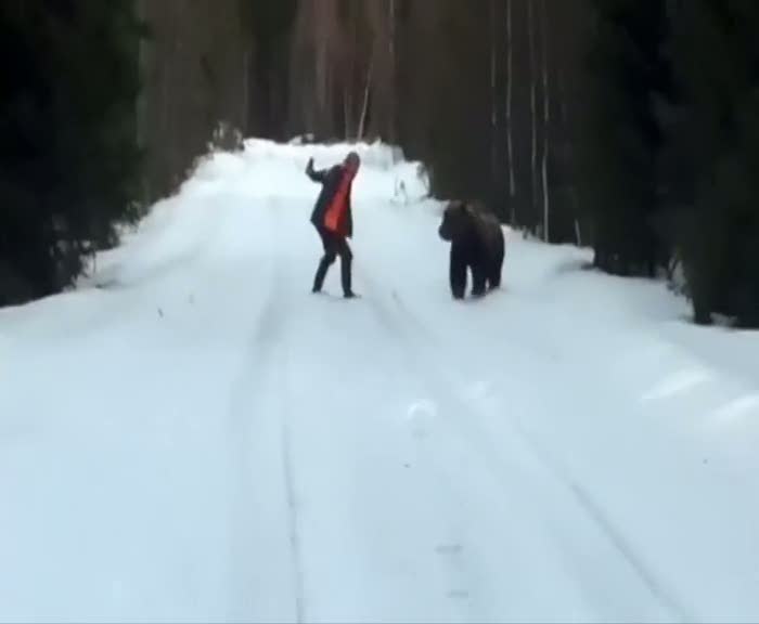 Ayıya ayılık yaptı kurtuldu