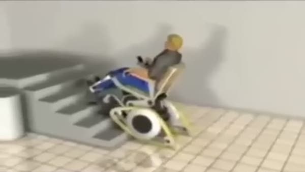 Tekerlekli sandalyeyle merdivenlerden inip çıkabiliyor