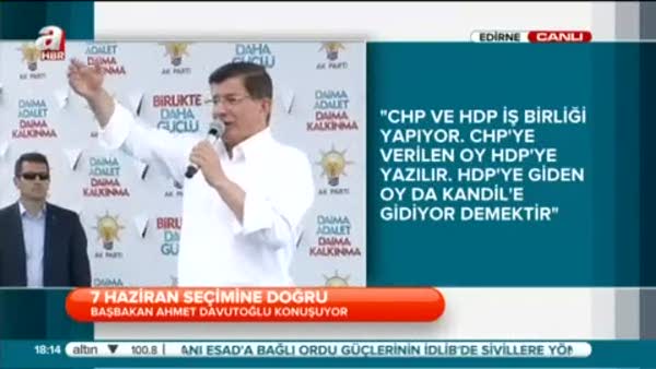 Başbakan Davutoğlu Erdine konuştu