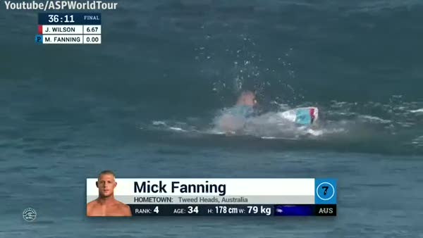 Mick Fanning'e köpekbalığı saldırdı