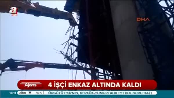 Viyadük inşaatında kaza: İşçiler enkaz altında