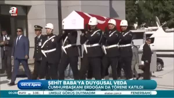 Şehit polisi Erdoğan uğurladı