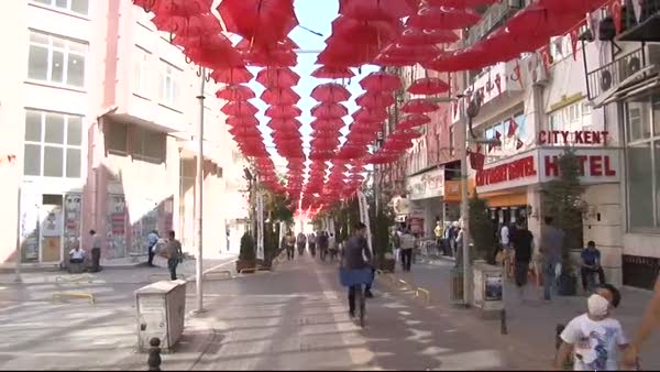 Şemsiye Sokağı, bayraklarla donatıldı