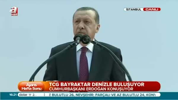Cumhurbaşkanı Erdoğan, TCG Bayraktar'ın denize indirme töreninde konuştu