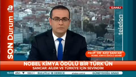 Kimya Nobel Ödülü'nü kazanan Aziz Sancar A Haber'e konuştu