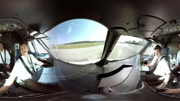 Uçak kokpiti 360 derece kamera ile kaydedildi