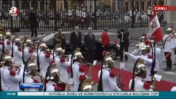 Cumhurbaşkanı Erdoğan, Peru Devlet Başkanı tarafından karşılandı