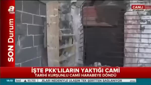 İşte PKK'lıların yaktığı cami