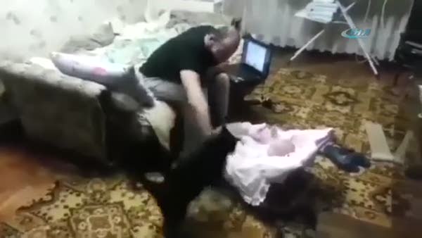 Sahibinin bebeğini dövdüğünü sanan kedi bakın ne yaptı!