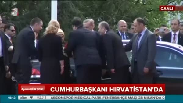 Cumhurbaşkanı Erdoğan, Hırvatistan'da törenle karşılandı
