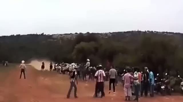 Yarışan atlar seyircileri biçti!