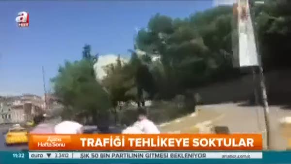 İstanbul trafiğinde patenli terörü!