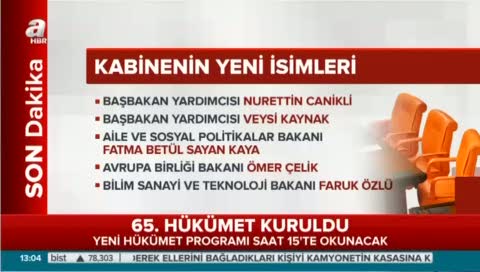 İşte 65. Hükümet'in Bakanlar Kurulu tam listesi