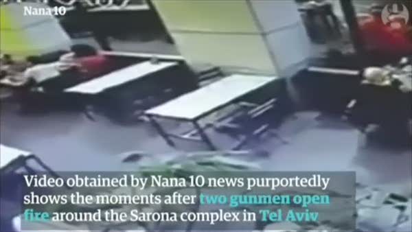 Tel Aviv'de silahlı saldırı anı