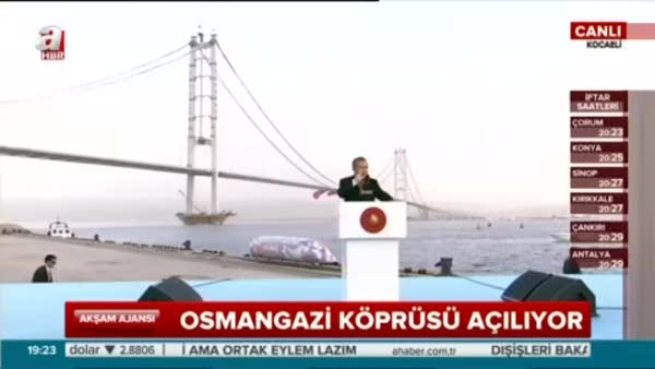 Cumhurbaşkanı Erdoğan Osmangazi köprsü açılışında konuştu