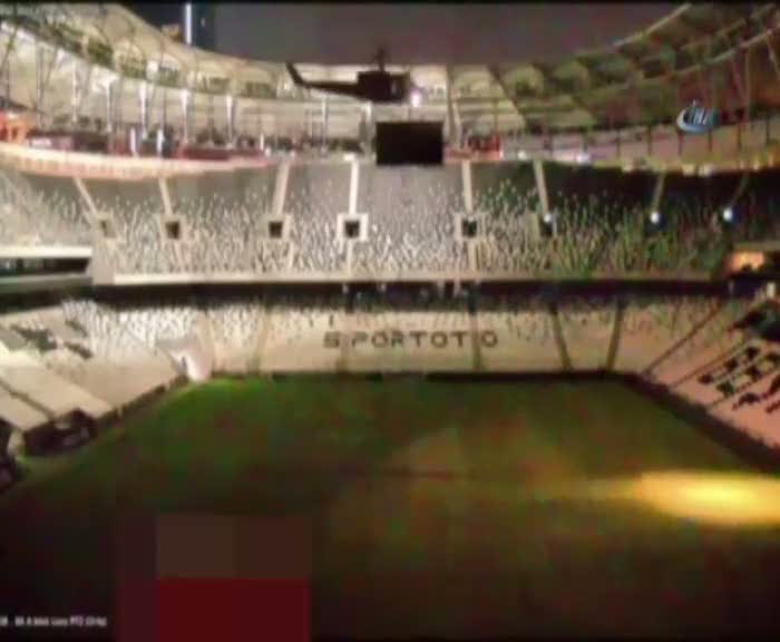Darbecilere ait helikopter Vodafone Arena’ya böyle indi
