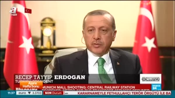 Cumhurbaşkanı Erdoğan France 24'e konuştu!