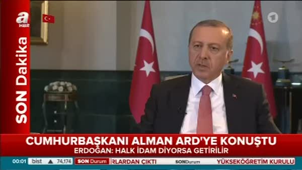 Cumhurbaşkanı Erdoğan Alman ARD'ye konuştu