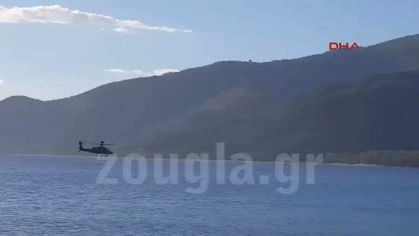 Yunan helikopterinin düşüşü cep telefonuyla görüntülendi