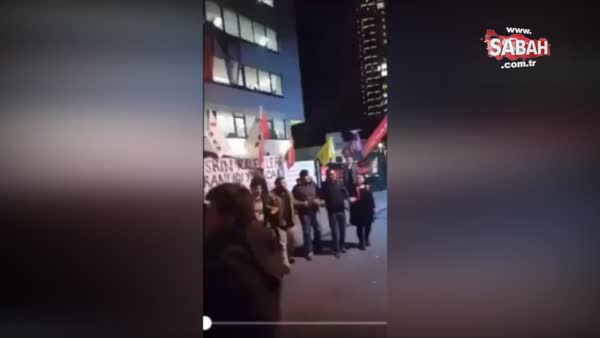 Cumhuriyet Gazetesi önünde terörist marşları söyleniyor