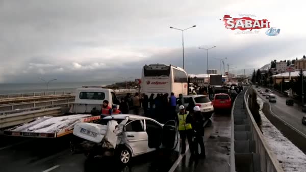 Rize’de 20 aracın karıştığı zincirleme trafik kazası: 8 yaralı