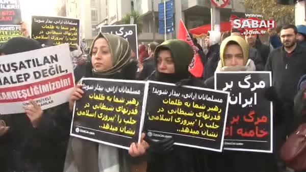 İran Başkonsolosluğu önünde halep protestosu