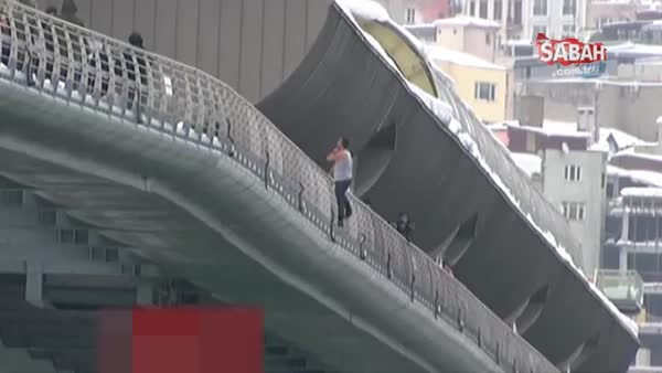 Haliç Metro Köprüsü'nden böyle atladı