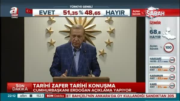 Cumhurbaşkanı Erdoğan: Yaklaşık 25 milyon evet oyu çıktı