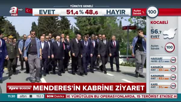 Cumhurbaşkanı Erdoğan Menderes'in kabrini de ziyaret etti